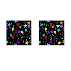 Party Pattern Star Balloon Candle Happy Cufflinks (square) by Mariart