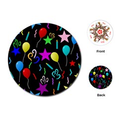 Party Pattern Star Balloon Candle Happy Playing Cards (round)  by Mariart