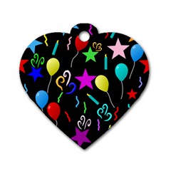 Party Pattern Star Balloon Candle Happy Dog Tag Heart (two Sides) by Mariart