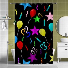 Party Pattern Star Balloon Candle Happy Shower Curtain 48  X 72  (small)  by Mariart