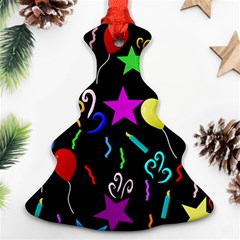 Party Pattern Star Balloon Candle Happy Christmas Tree Ornament (two Sides)