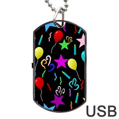 Party Pattern Star Balloon Candle Happy Dog Tag Usb Flash (one Side)