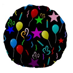 Party Pattern Star Balloon Candle Happy Large 18  Premium Round Cushions by Mariart