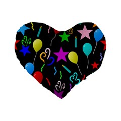 Party Pattern Star Balloon Candle Happy Standard 16  Premium Heart Shape Cushions by Mariart