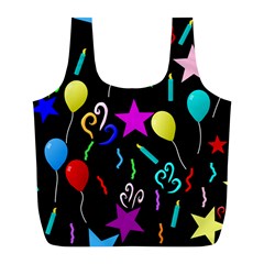 Party Pattern Star Balloon Candle Happy Full Print Recycle Bags (l) 