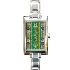 Rainbows Rain In The Golden Mangrove Forest Rectangle Italian Charm Watch by pepitasart