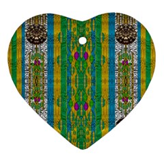 Rainbows Rain In The Golden Mangrove Forest Heart Ornament (two Sides) by pepitasart