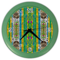 Rainbows Rain In The Golden Mangrove Forest Color Wall Clocks by pepitasart