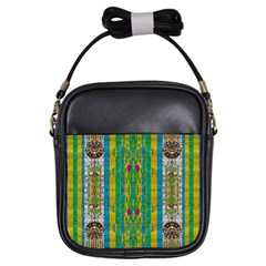 Rainbows Rain In The Golden Mangrove Forest Girls Sling Bags by pepitasart