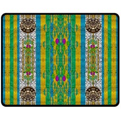 Rainbows Rain In The Golden Mangrove Forest Double Sided Fleece Blanket (medium)  by pepitasart