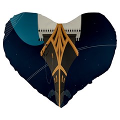 Planetary Resources Exploration Asteroid Mining Social Ship Large 19  Premium Heart Shape Cushions