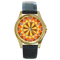 Ornaments Art Line Circle Round Gold Metal Watch by Mariart