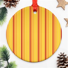 Red Orange Lines Back Yellow Ornament (round) by Mariart