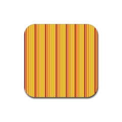 Red Orange Lines Back Yellow Rubber Coaster (square)  by Mariart