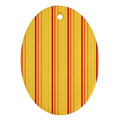 Red Orange Lines Back Yellow Oval Ornament (two Sides) by Mariart