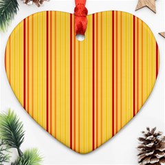 Red Orange Lines Back Yellow Heart Ornament (two Sides) by Mariart