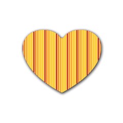 Red Orange Lines Back Yellow Rubber Coaster (heart)  by Mariart