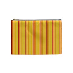 Red Orange Lines Back Yellow Cosmetic Bag (medium)  by Mariart