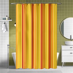 Red Orange Lines Back Yellow Shower Curtain 48  X 72  (small) 