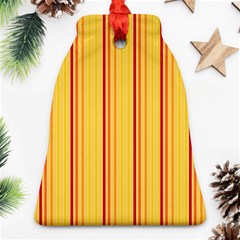 Red Orange Lines Back Yellow Ornament (bell) by Mariart