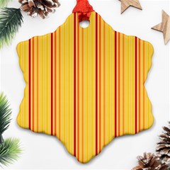 Red Orange Lines Back Yellow Snowflake Ornament (two Sides)