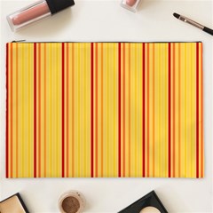 Red Orange Lines Back Yellow Cosmetic Bag (xxl)  by Mariart