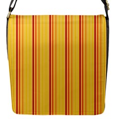 Red Orange Lines Back Yellow Flap Messenger Bag (s) by Mariart