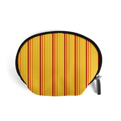 Red Orange Lines Back Yellow Accessory Pouches (small)  by Mariart