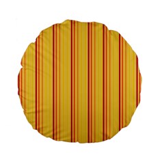 Red Orange Lines Back Yellow Standard 15  Premium Flano Round Cushions by Mariart