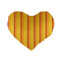 Red Orange Lines Back Yellow Standard 16  Premium Flano Heart Shape Cushions by Mariart