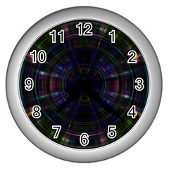 Psychic Color Circle Abstract Dark Rainbow Pattern Wallpaper Wall Clocks (silver) 