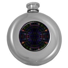 Psychic Color Circle Abstract Dark Rainbow Pattern Wallpaper Round Hip Flask (5 Oz) by Mariart