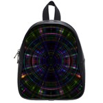 Psychic Color Circle Abstract Dark Rainbow Pattern Wallpaper School Bag (Small) Front