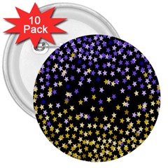 Space Star Light Gold Blue Beauty 3  Buttons (10 Pack) 