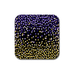 Space Star Light Gold Blue Beauty Rubber Coaster (square)  by Mariart