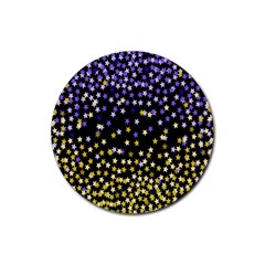 Space Star Light Gold Blue Beauty Rubber Coaster (round)  by Mariart