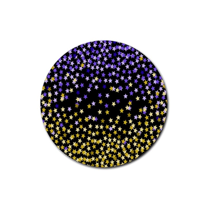 Space Star Light Gold Blue Beauty Rubber Coaster (Round) 