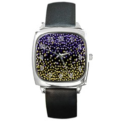 Space Star Light Gold Blue Beauty Square Metal Watch by Mariart