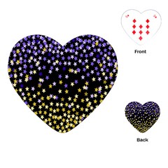 Space Star Light Gold Blue Beauty Playing Cards (heart)  by Mariart