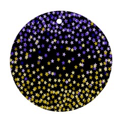 Space Star Light Gold Blue Beauty Round Ornament (two Sides) by Mariart