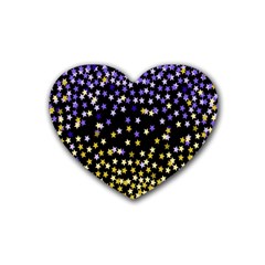 Space Star Light Gold Blue Beauty Rubber Coaster (heart)  by Mariart