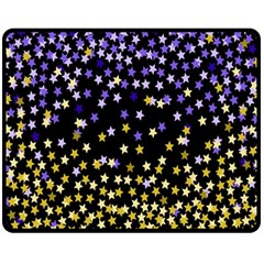 Space Star Light Gold Blue Beauty Fleece Blanket (medium)  by Mariart