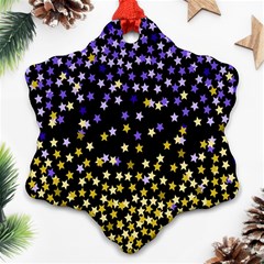 Space Star Light Gold Blue Beauty Snowflake Ornament (two Sides) by Mariart