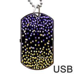 Space Star Light Gold Blue Beauty Dog Tag Usb Flash (two Sides)