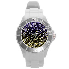 Space Star Light Gold Blue Beauty Round Plastic Sport Watch (l) by Mariart