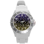 Space Star Light Gold Blue Beauty Round Plastic Sport Watch (L) Front