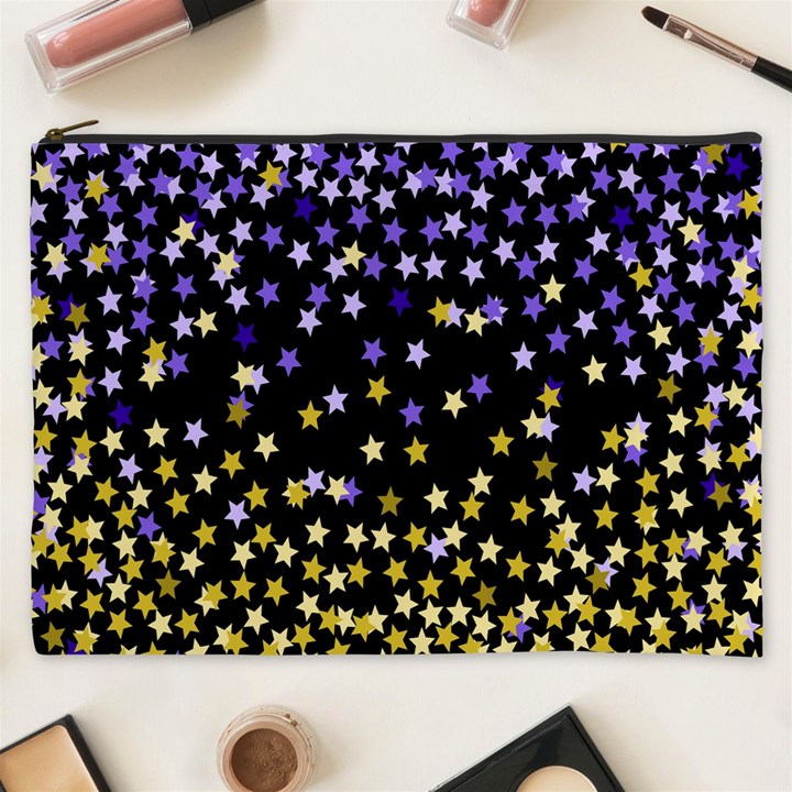 Space Star Light Gold Blue Beauty Cosmetic Bag (XXXL) 