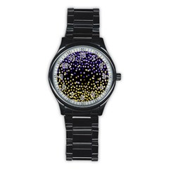 Space Star Light Gold Blue Beauty Stainless Steel Round Watch