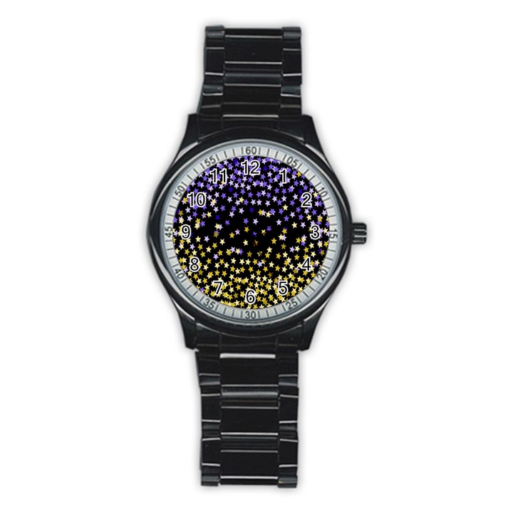 Space Star Light Gold Blue Beauty Stainless Steel Round Watch