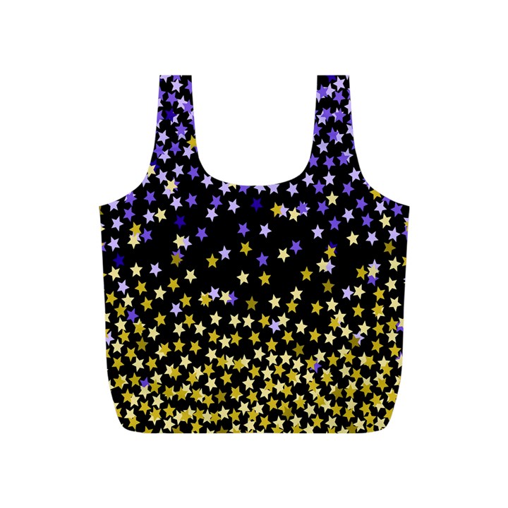 Space Star Light Gold Blue Beauty Full Print Recycle Bags (S) 